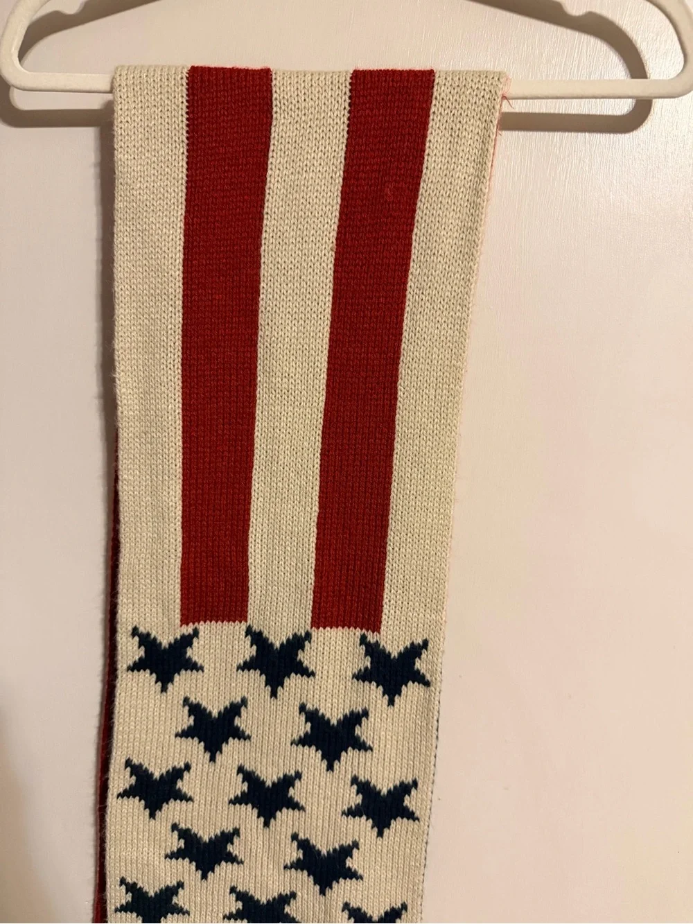 Americana Knit Flag Scarf‎ Red White Blue Stars Stripes Cozy Winter Unisex